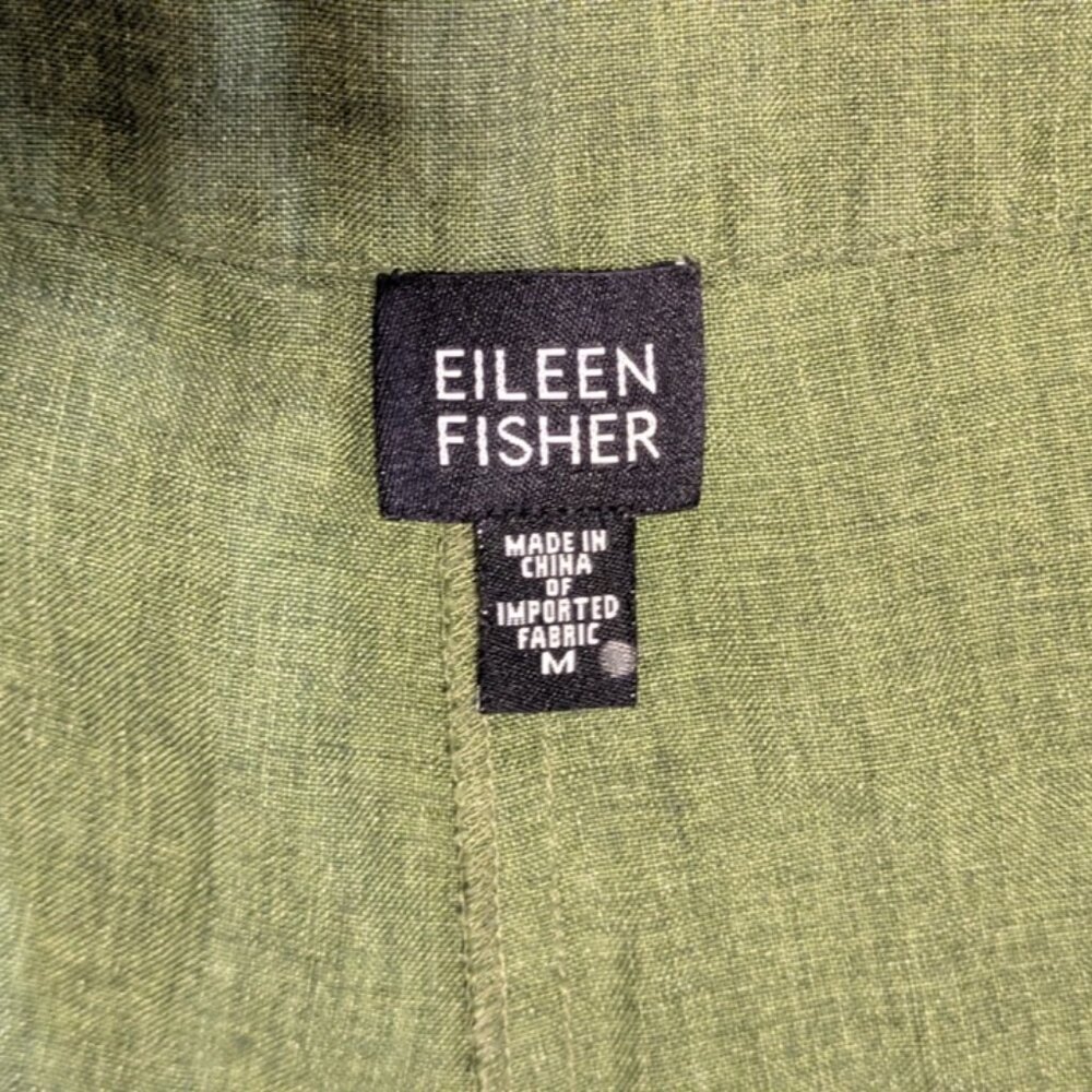 Eileen Fisher Green Linen Cropped Pants Medium - Picture 4 of 9